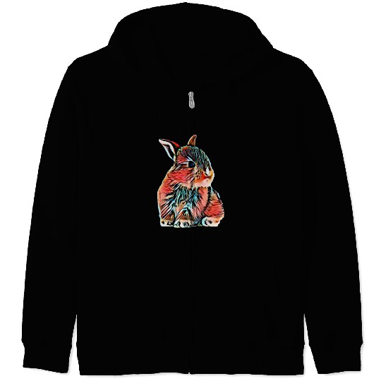 Rabbits Bunny Motif Rabbit Rodent Pets Animals Rabbits Zip Hoodies