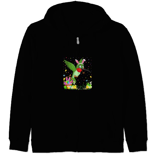Hummingbird Easter Egg Hunt Bunny Hummingbird Easter Sunday Zip Hoodies