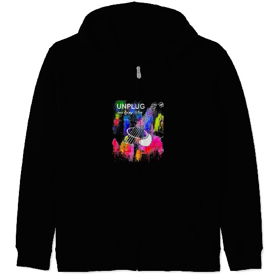 Guitarist Acoustic Guitar Unplug Enjoy Life Guitar Zip Hoodies