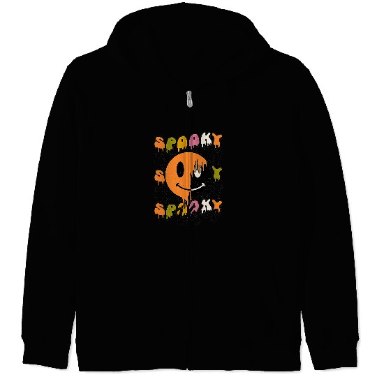 Spooky Vibes Groovy Halloween Spooky Season Spooky495 Zip Hoodies