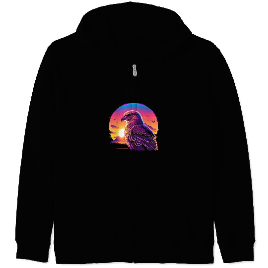 Retro Aesthetic Hawk Zip Hoodies