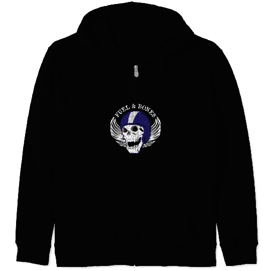 Skeletons Skulls Fuel And Bones Skull Motorcross Racing Dirt Bike Rider 3 Skull Zip Hoodies
