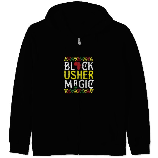 Afro Black Usher Magic Apparel African American Melanin Blm Zip Hoodies