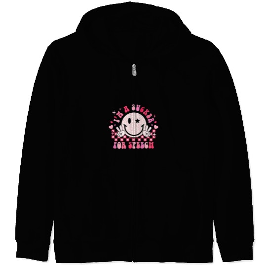 Sucker For Speech Therapy Pathologist Valentines Day Groovy Zip Hoodies