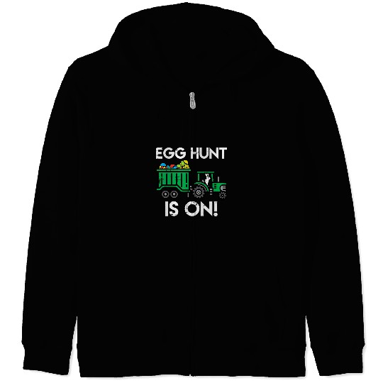 Tractor driving Kids Egg Hunt Is On Tractor Easter Farm Truck Boys Kids Toddler Zip Hoodies