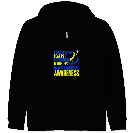 Hopeful Hearts Determined Minds Down Syndromes Awareness Zip Hoodies