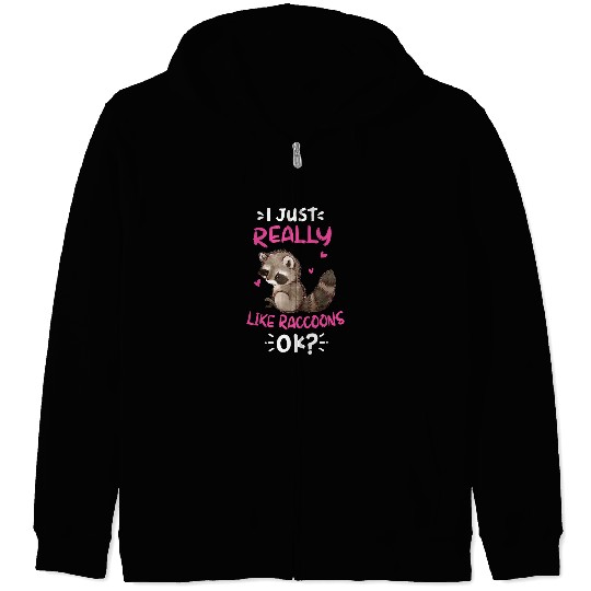 Raccoons I Just Really Like Raccoons Ok Raccoon Lover Gifts For Kids Zip Hoodies