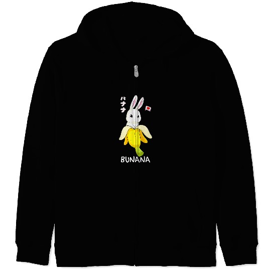 Rabbits Banana Bunny Rabbit Pun Funny Bunana Animal Fruit Zip Hoodies