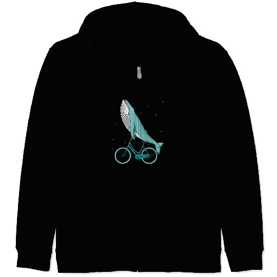 Whales Funny Bike Riding Whale Zip Hoodies