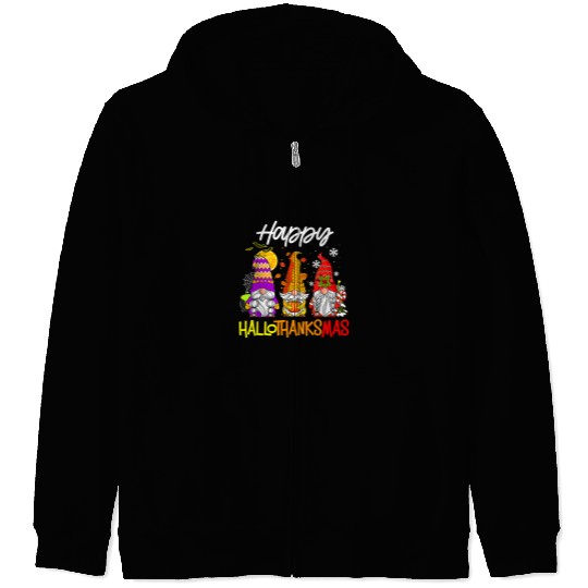 Halloween Thanksgiving Christmas Gnomes Hallothanksmas 285 Zip Hoodies
