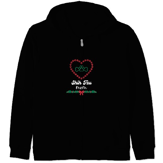 Shih Tzu Mom Christmas Holidays xmass Dog Mom Womens Zip Hoodies