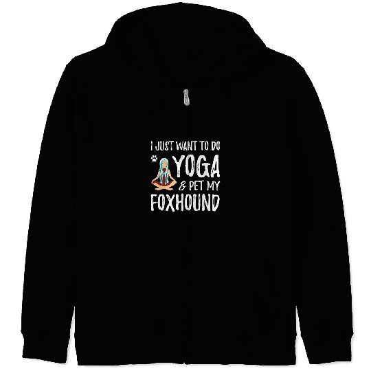 Namaste Yoga and Foxhound for Funny Dog Mom Gift Idea Meditation Zip Hoodies