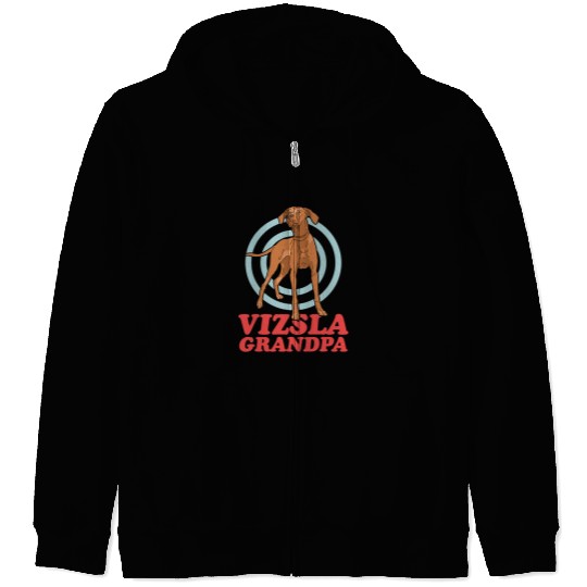 Dog Vizsla Mens Vizsla Grandpa Hungarian Short Haired Magyar Vizsla Zip Hoodies