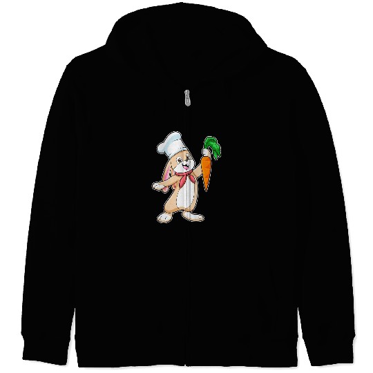 Rabbits Cook Chef hat Carrot Zip Hoodies