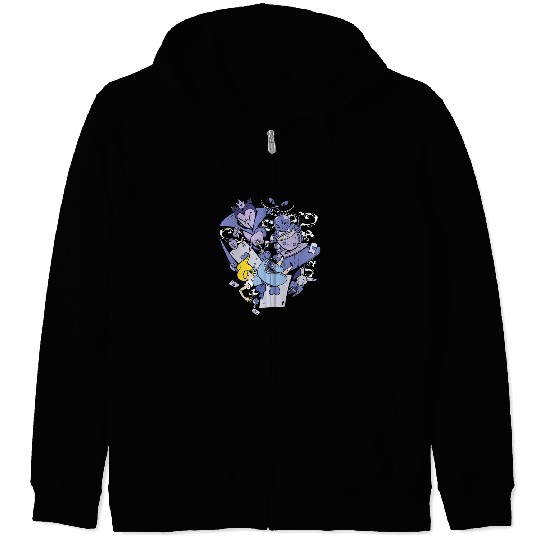 Rabbits Alice in wonderland Pokers playing cards Queen rabbit teacup Zip Hoodies