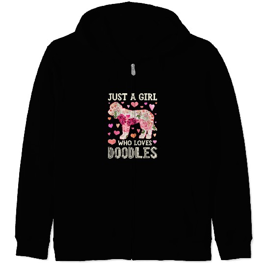 Goldendoodle Just A Girl Who Loves Doodles Dog Flower Floral Doodle Dog Zip Hoodies