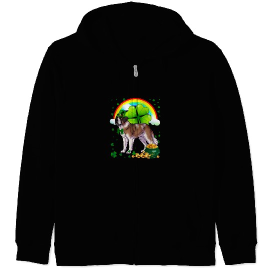 Dog Saint Bernard St Patricks Day Saint Bernard Shamrock Pet Dog Lover Zip Hoodies