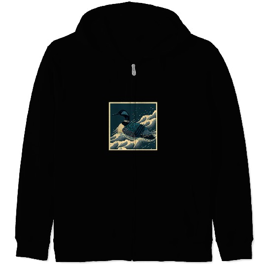 Surrealism Japanese Painting Loon Zip Hoodies