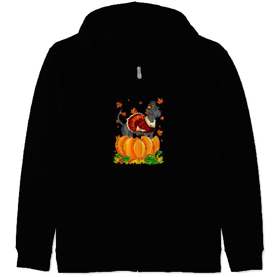 Dog Great Dane Thanksgiving Turkey Fall Autumn Pumpkin Zip Hoodies