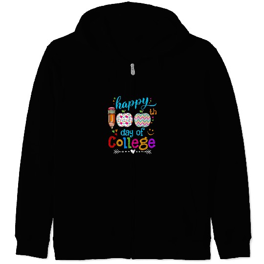 Happy 100th Day of School Kindergarten Teacher or Student 8 Zip Hoodies