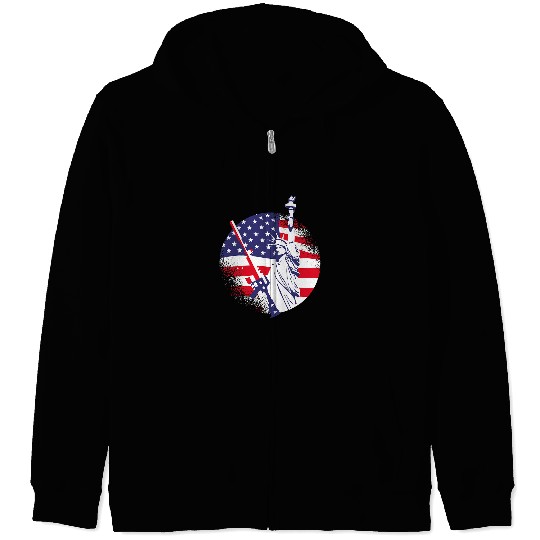 Statue Of Liberty AR15 Pro guns Second Amendment USA Flag Zip Hoodies
