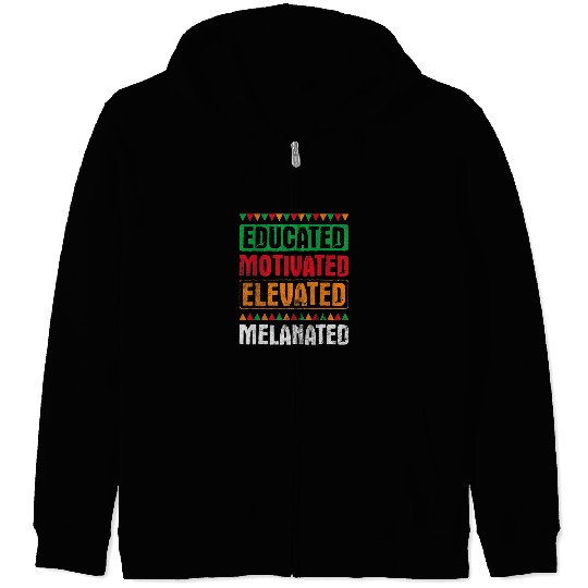 Educated Motivated Elevated Black History Month 1 Zip Hoodies