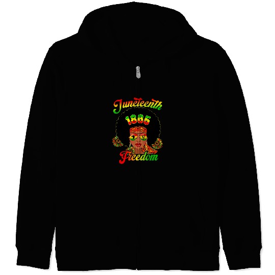 1865 Juneteenth Afro Woman Black History Black Freedom Pride Zip Hoodies