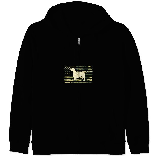 English Springer Spaniel s Camouflage American Flag Zip Hoodies