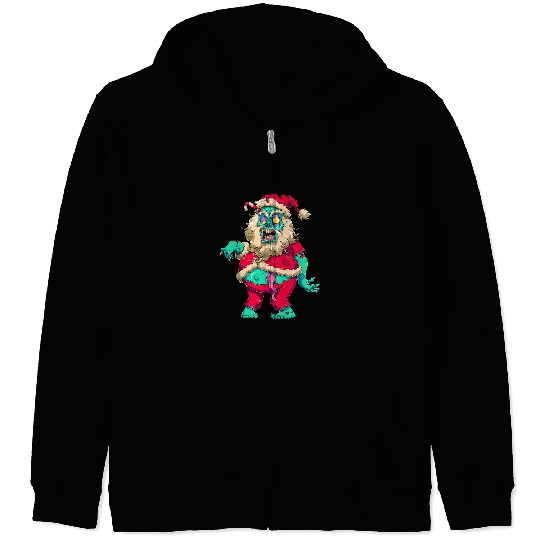Scary Zombie Santa Claus Merry Creepy Christmas Krampus Kids Zip Hoodies