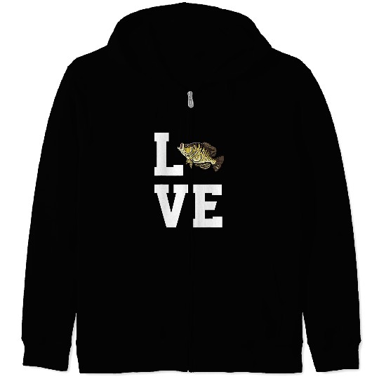 Fishing Love Crappie Fishing Outfit Freshwater Pan Fish Fisher Zip Hoodies