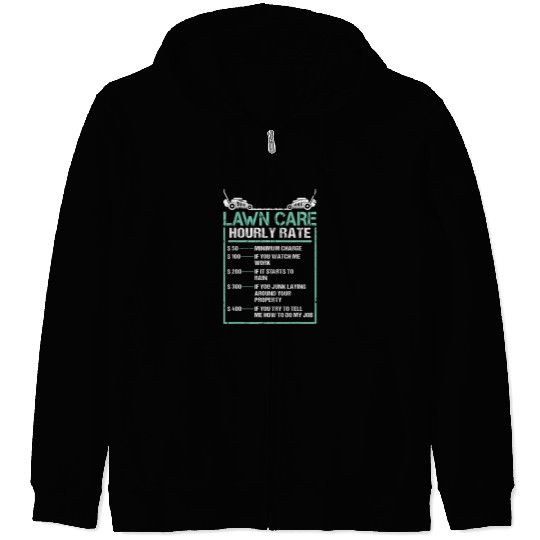 Distressed Lawn Care Hourly Rate Pricing Chart Lawn Mowing 1 Zip Hoodies