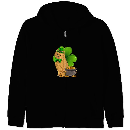 Dog Pomeranian St Patricks Day pomeranian Shamrock Pet Dog Lover Zip Hoodies