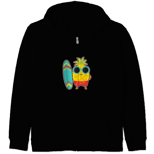 Surf Life Kids Hawaii pineapples Surfer Summer Beach Vacation Boys Girls Zip Hoodies