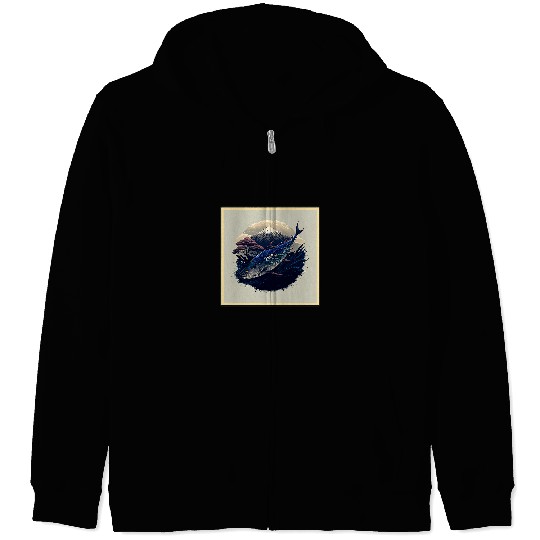 Surrealism Japanese Painting Tuna Zip Hoodies