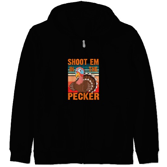 hunting turkey hunting shoot em in the packer Zip Hoodies
