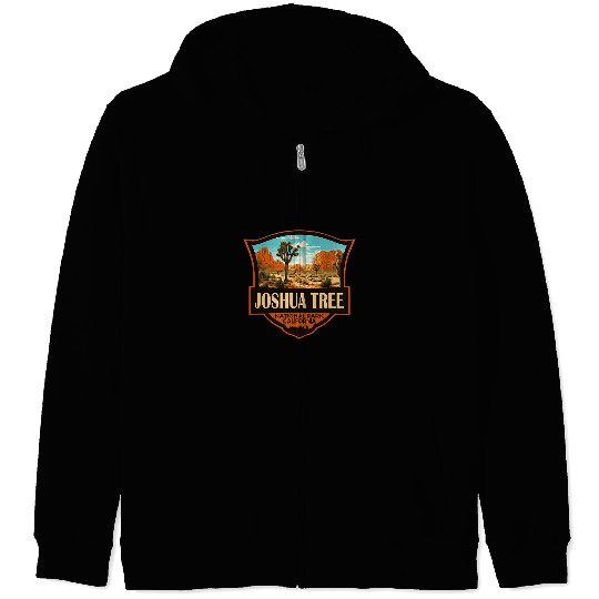 Joshua Tree National Park Illustration Retro Badge Zip Hoodies