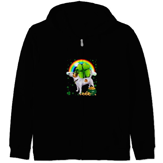 Dog Jack Russell St Patricks Day Jack Russell Terrier Shamrock Pet Dog Lover 3 Zip Hoodies