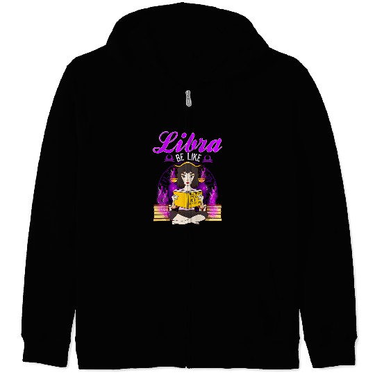 Reading Book Libra Zodiac Sign Anime Style Girl Reading a Book Reader Zip Hoodies