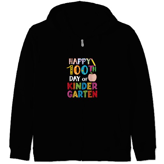 Happy 100th Day of Kindergarten Teacher Student Kids Gifts 3 Zip Hoodies