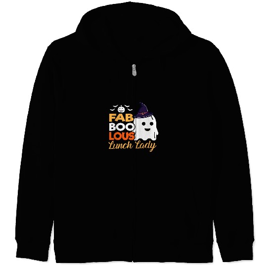 Faboolous Lunch Lady Halloween ghosts School Cafeteria Worker Zip Hoodies