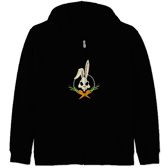 Skeletons Skulls Rabbit Crossbones Carrots Easter Day Skull Zip Hoodies