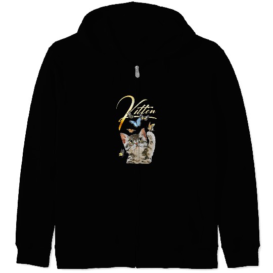 Kitten with Butterflies Zip Hoodies