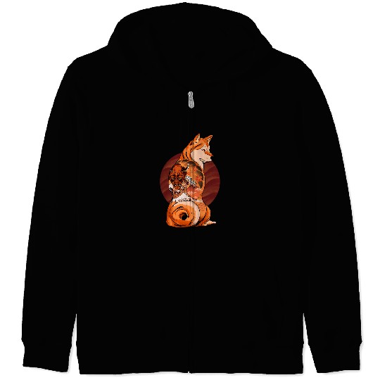 Dog Shiba Inu Japanese Aesthetic Clothing Shiba Inu Costume Cherry Blossom Zip Hoodies