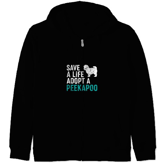 Save a Life adopt a Dog rescue Peekapoo Dog Owner Zip Hoodies