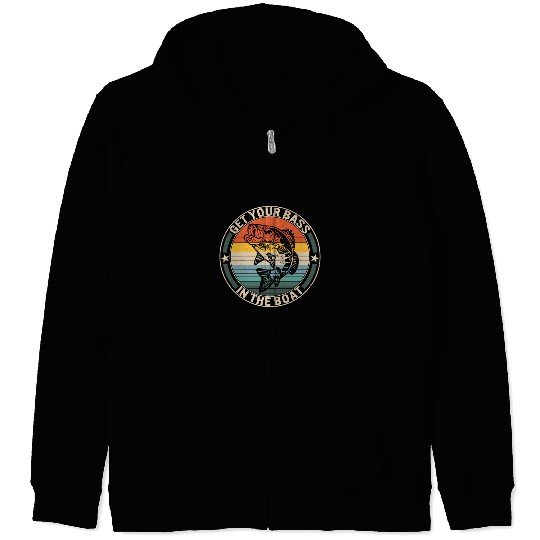 Fishing Get Your Bass On The Boat Fishing Bass Fish LoverFisherman Aquatic Animals 3 Fisher Hook Fisher Zip Hoodies