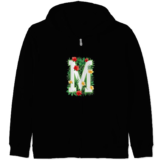 Capital Letter M Alphabet Monogram Initial Flower Gardener Zip Hoodies