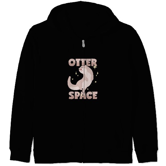 Otters Space Universe Galaxy Space Travel Pun Zip Hoodies