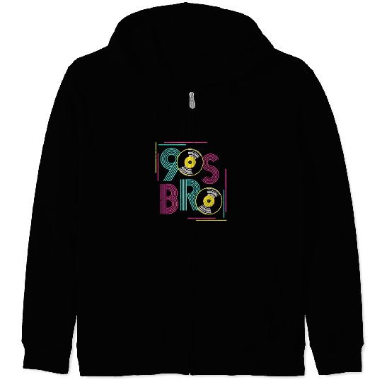 90s Bro Vinyl Music Lover Retro 1990s Theme Party Nineties Zip Hoodies