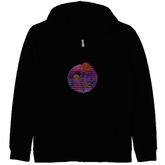 80s Art Vaporwave Retro Flower Blossom Gardener Rose Zip Hoodies