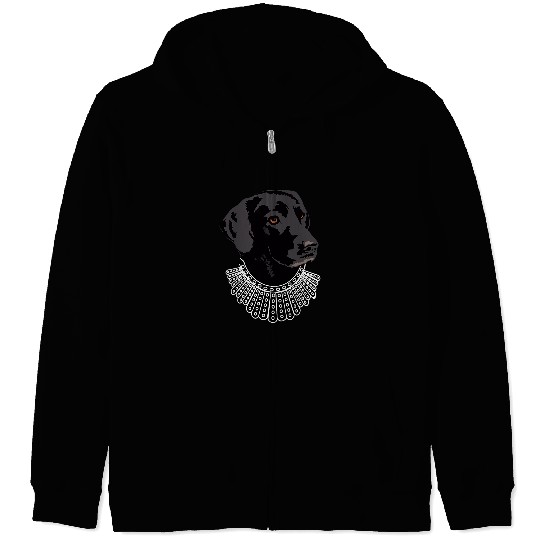 Labrador Lab Dog with Ruth Bader Ginsburg Collar RBG Labrador Zip Hoodies